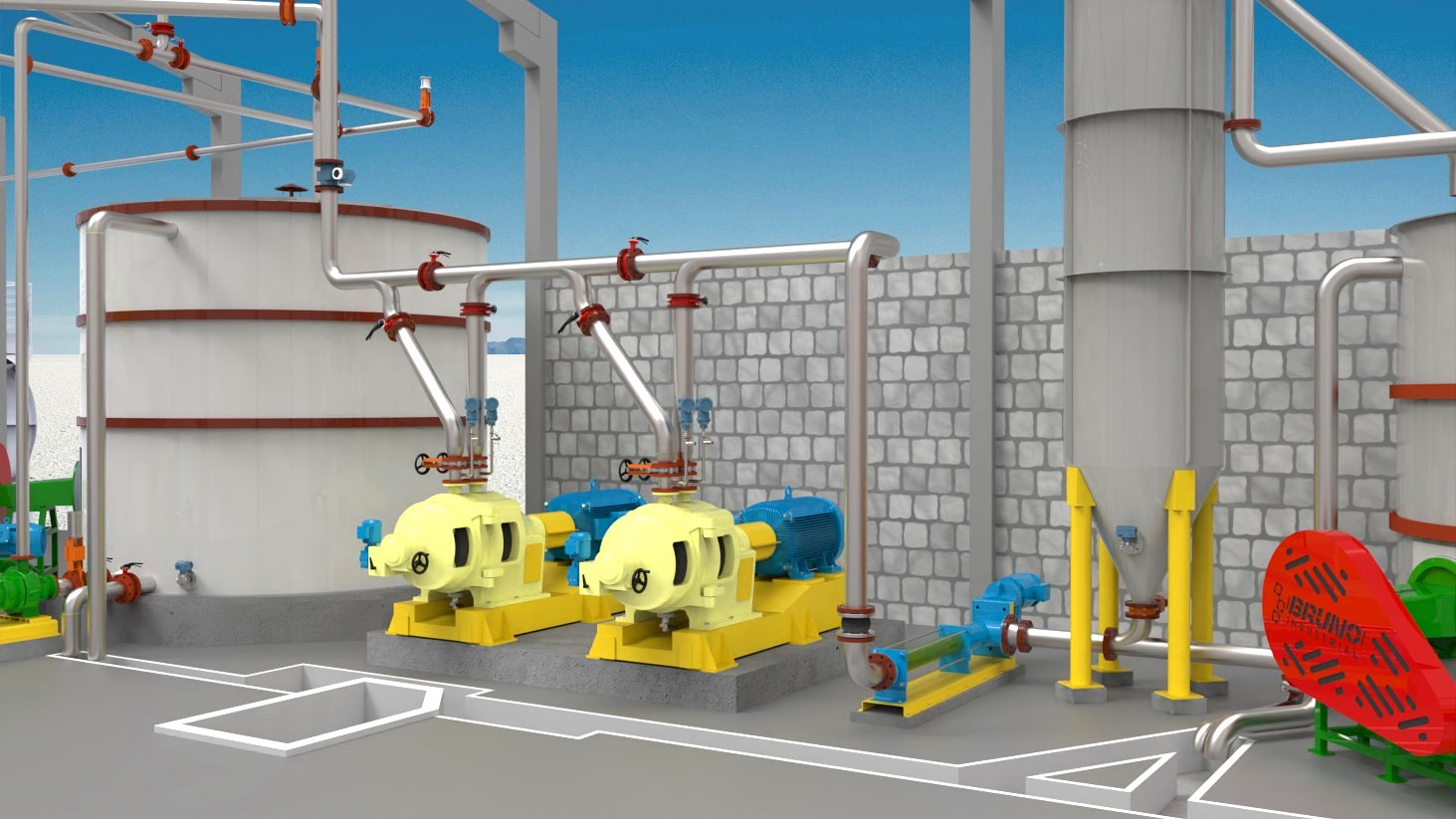 Projeto mecânico industrial: estrutura metálica e equipamento dimensionado pela Token Engenharia